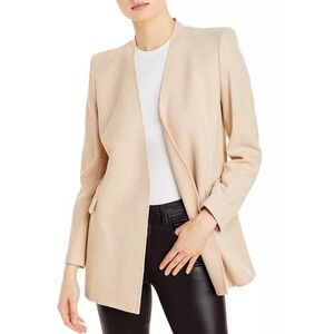 LAFAYETTE 148 ERICKSON Twill Off White Almond Raw Edge Coat Jacket Classic 16